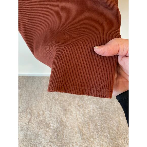 Rolla Coster Women’s Bodycon Dress S Ribbed Knit Spaghetti Strap Rust Brown - Picture 3 of 5